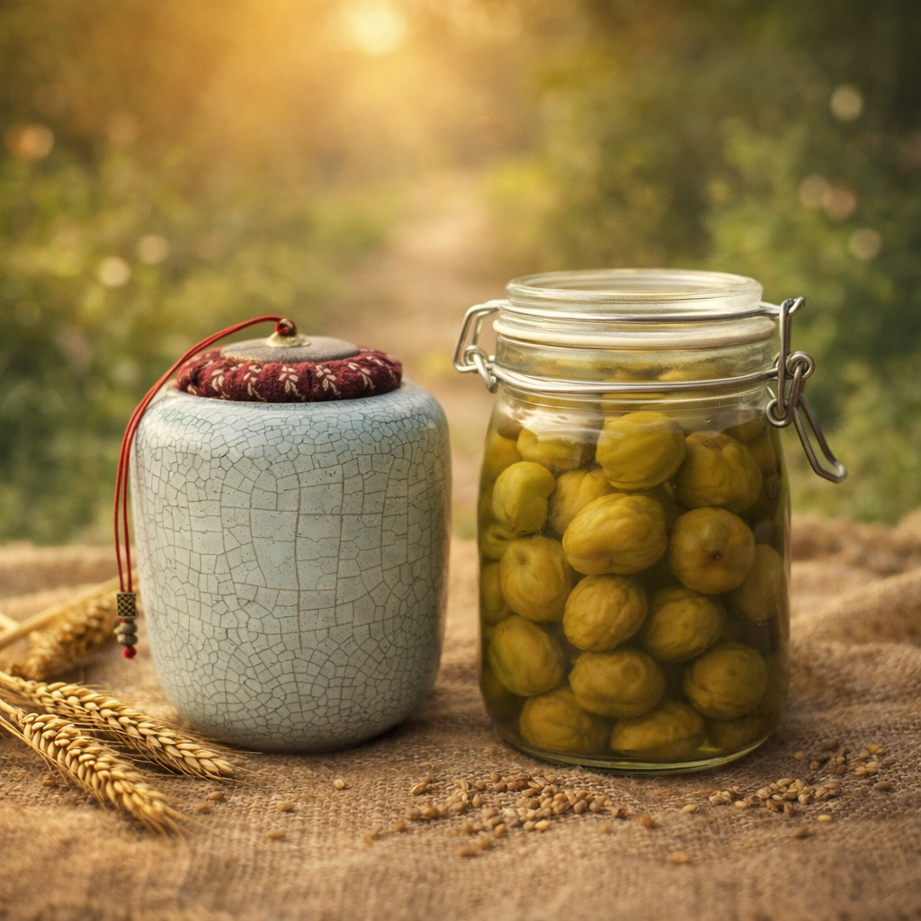 完成後的梅子保存罐